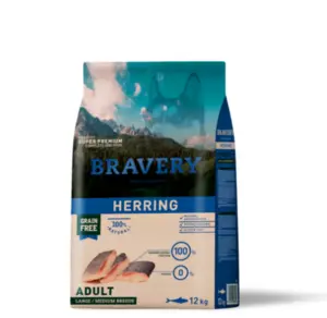 ברייברי מזון יבש לכלבים מבוגרים על בסיס דג הרינג היפואלרגני 12 ק"ג