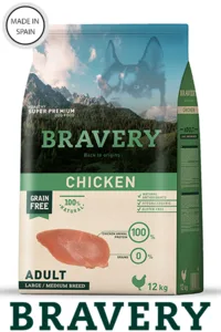 ברייברי מזון יבש לכלבים בוגרים על בסיס בשר עוף פורמולה ללא דגנים היפואלרגני 12 ק"ג